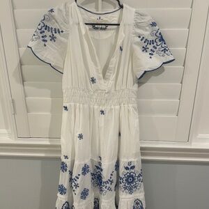 Anthropologie Somerset Dress White with Blue
